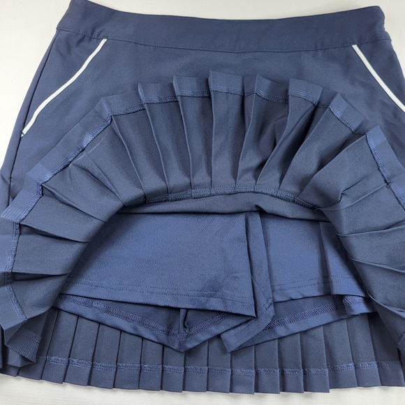 Lady Hagen SKORT Womens Size 6 Navy Blue Pockets Side Zip Pleats Skirt w Shorts - Picture 5 of 14